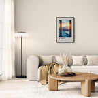 St. Moritz - A Winter Paradise at 1822 - Poster displayed in a modern living room with soft lighting and elegant decor.