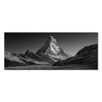 Stillness of the Matterhorn – Alu-Dibond wall art showcasing the majestic Matterhorn in a serene monochrome landscape.