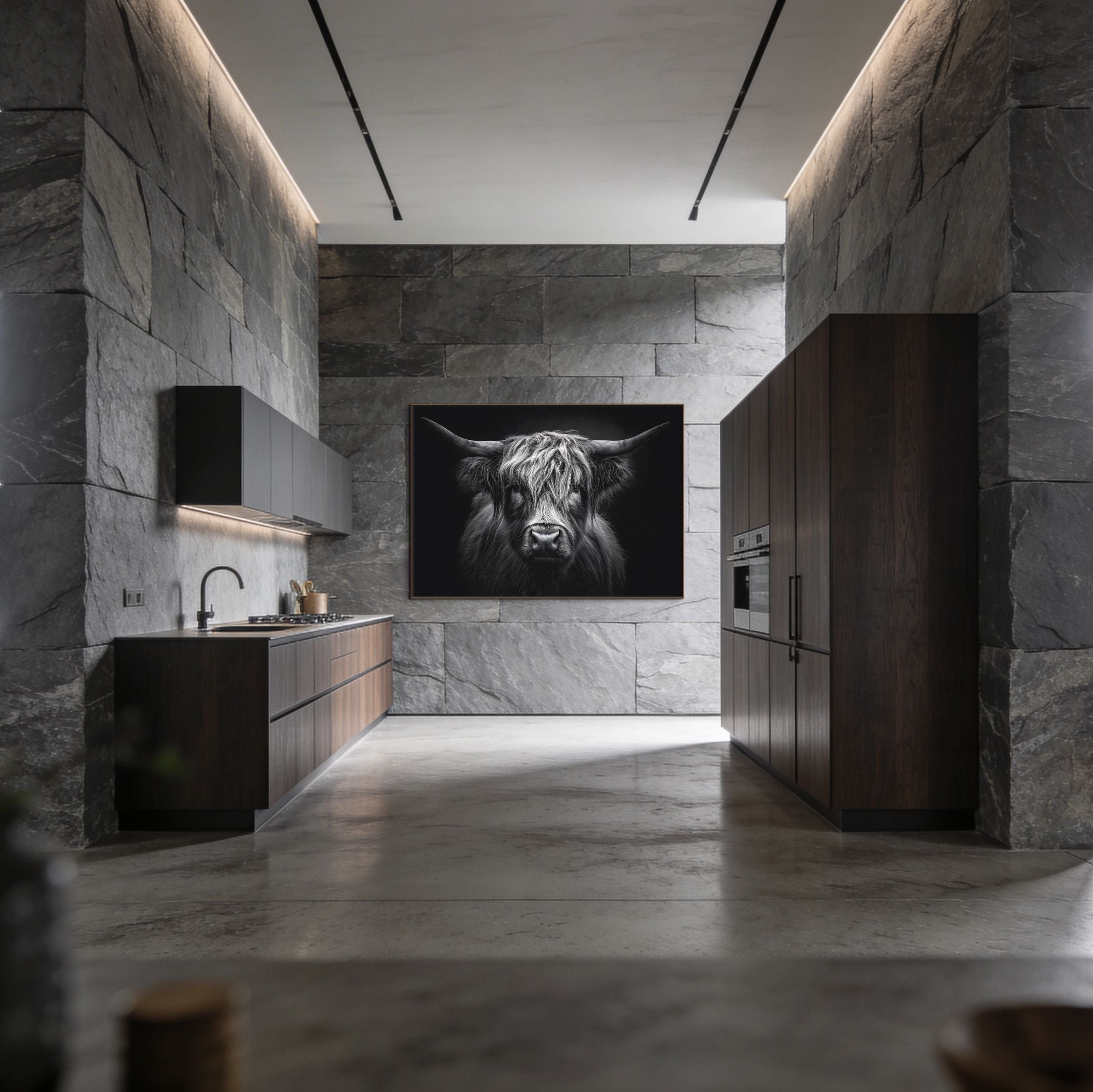 Die Stärke einer Hochlandkuh – Wandbild aus Alu-Dibond