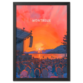 Sunset Montreux Jazz Festival - Poster featuring a vibrant sunset concert scene by the lake.