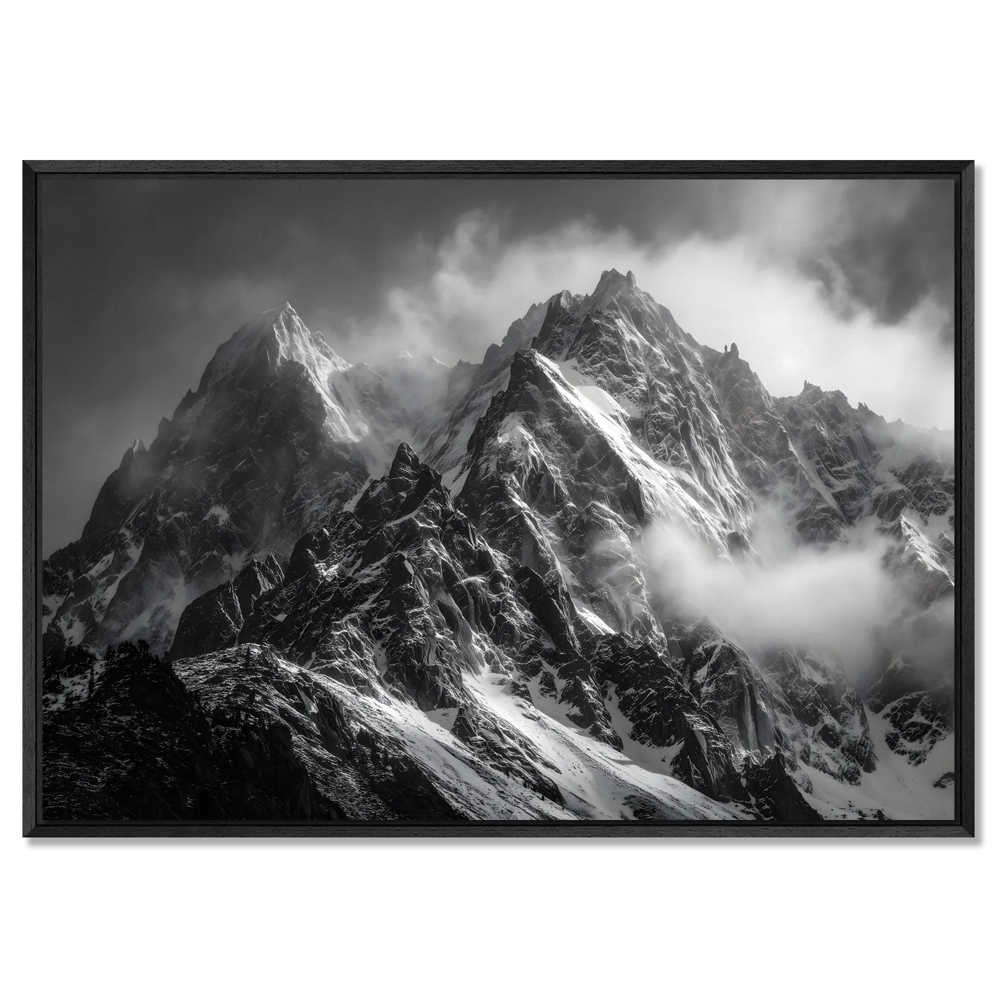 The Majesty of the Alps – Alu-Dibond wall art showcasing majestic snow-capped mountains with dramatic lighting.