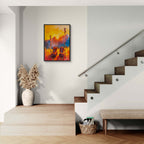 Time to Pause and Savor - Poster displayed on a wall in a modern staircase setting.