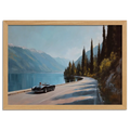 Timeless Alpine Grand Tour – Poster featuring a classic roadster by a serene alpine lake.