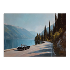 Timeless Alpine Grand Tour – Poster featuring a classic roadster by a serene alpine lake.