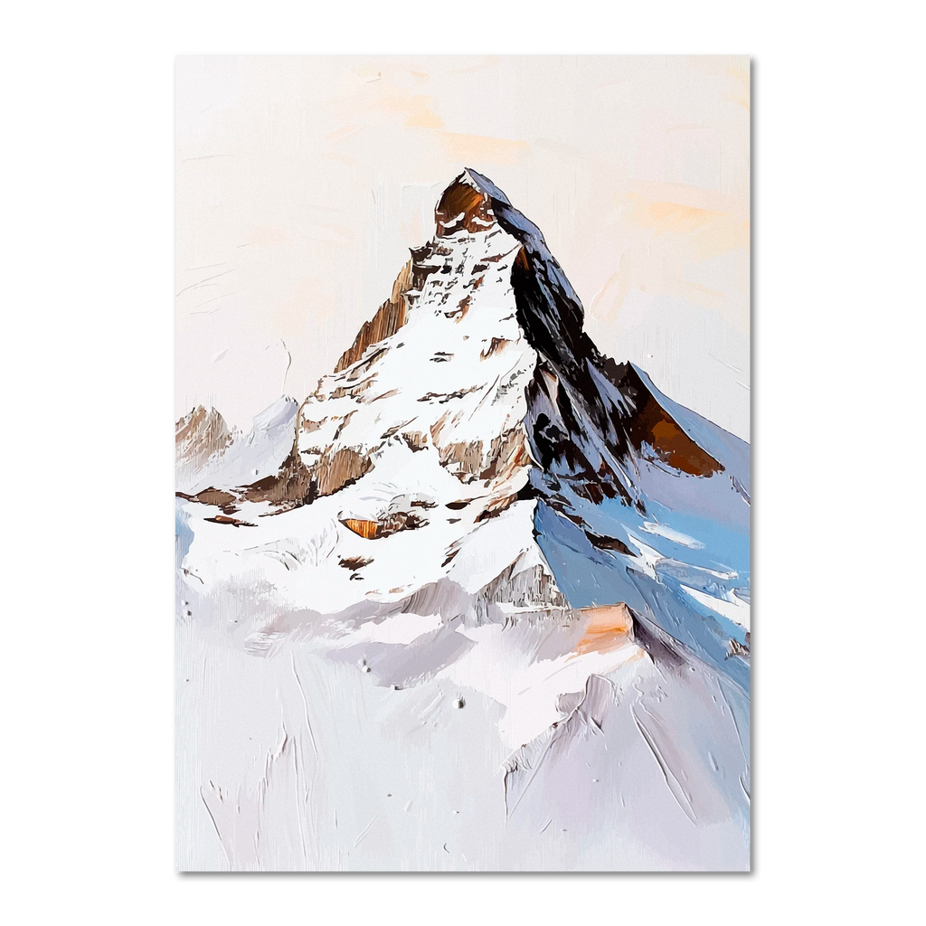 Top of the Matterhorn - Poster showcasing a minimal view of the Matterhorn peak with a serene alpine atmosphere.