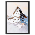 Top of the Matterhorn - Poster featuring a minimalist mountain peak covered in snow with warm tones.
