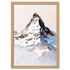 Top of the Matterhorn - Poster, minimal artwork of snow-covered Matterhorn peak in elegant frame.