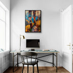 The Traveler’s Path - Poster showcasing hiking boots and walking poles in a serene workspace.