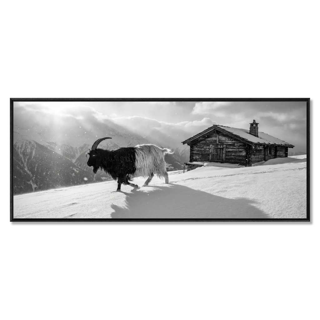 Walliser Schwarzhalsziege und Chalet