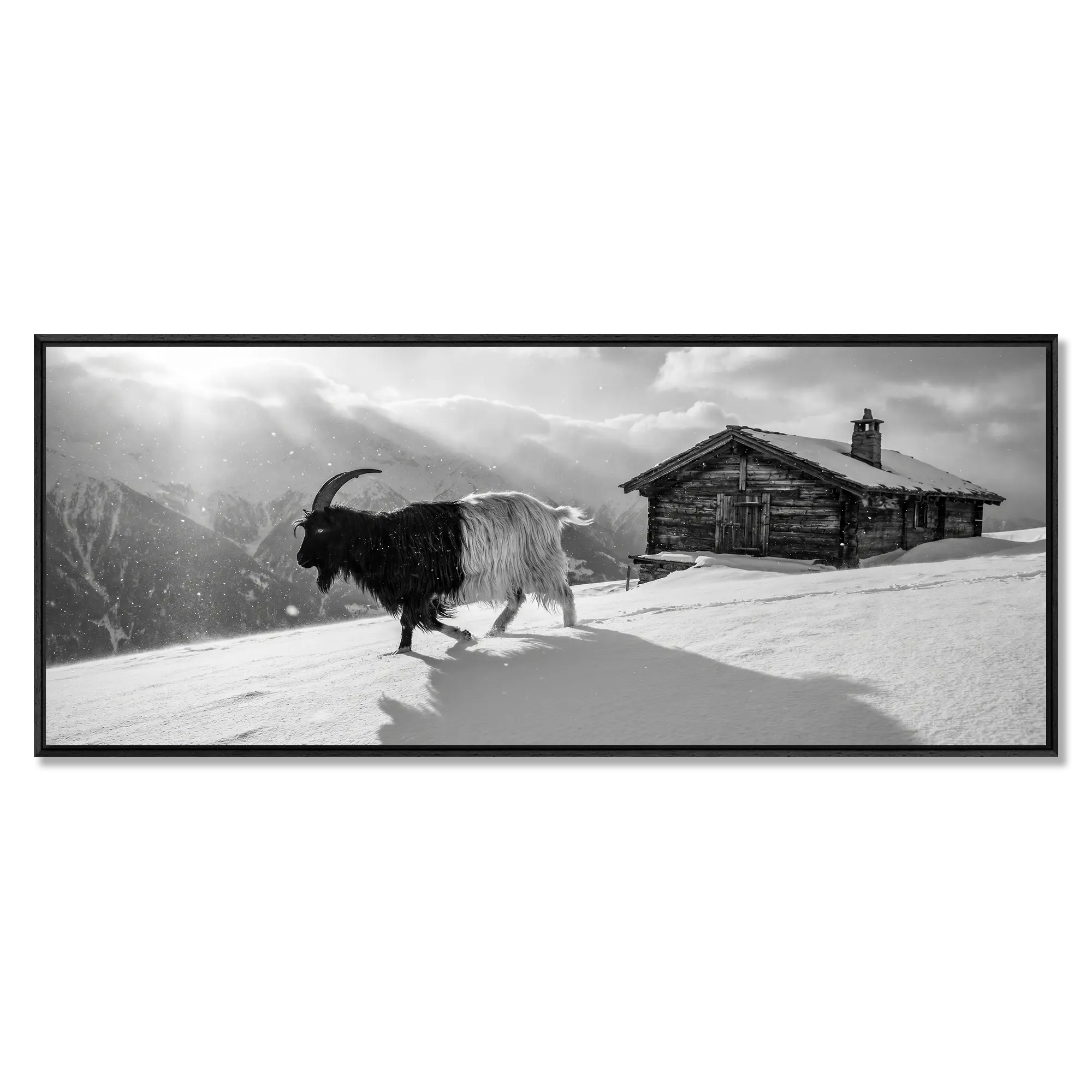 Valais Blackneck Goat and Chalet