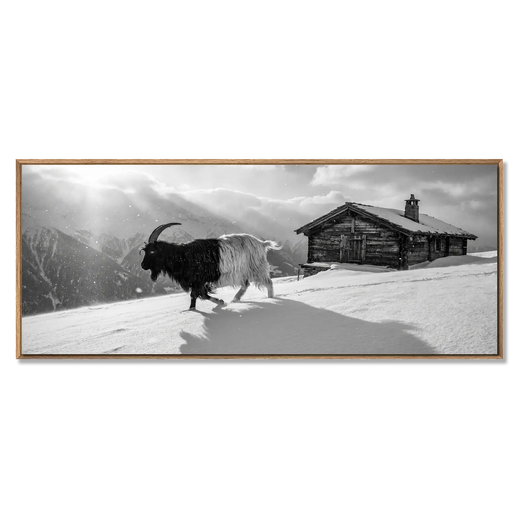 Walliser Schwarzhalsziege und Chalet