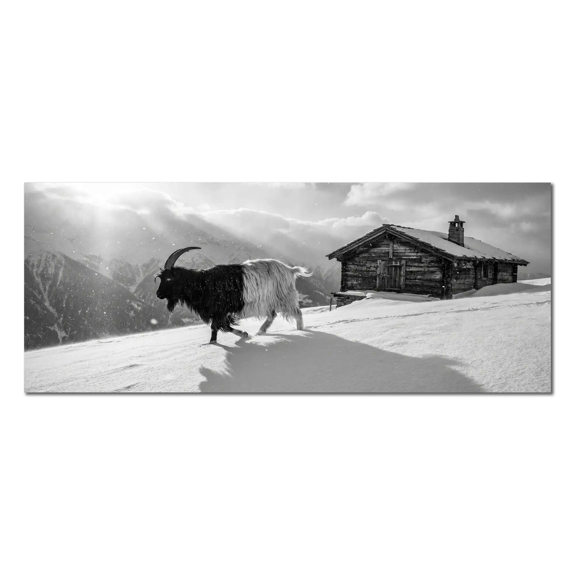 Valais Blackneck Goat and Chalet