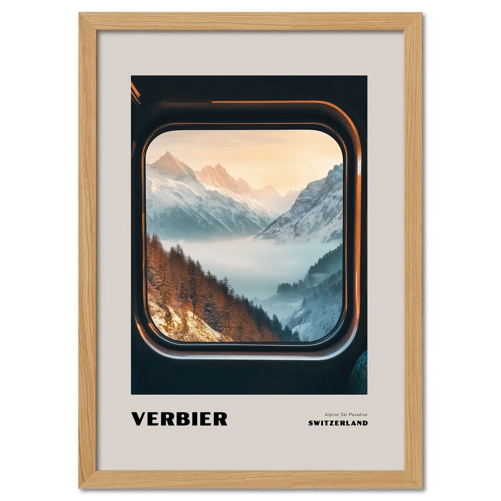 Verbier - Alpine Ski Paradise - Poster featuring a view of snowy mountains and a serene alpine valley.