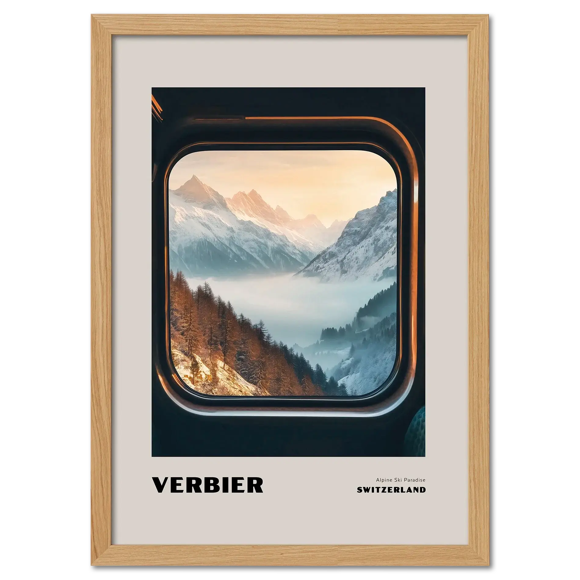 Verbier - Alpine Ski Paradise - Poster featuring a view of snowy mountains and a serene alpine valley.