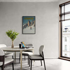 Verbier - Alpine Thrill - Poster showcasing a skier in a modern bright living room with natural light.
