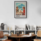 Verbier - Where elegance embraces adventure - Poster showcasing women enjoying lunch in mountains.