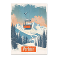 Verbier - Gondola Heights - Poster featuring a gondola above snowy mountains and alpine forests.