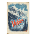 Verbier - Majestic Peaks - Poster featuring dramatic alpine mountains and layered trees in a classic travel poster style.