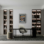 Verbier Vista - Poster displayed in a modern office with stylish shelving and a sleek desk, enhancing the decor.