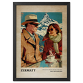 Coffee for Two,Zermatt - Poster featuring a stylish couple enjoying coffee with the Matterhorn backdrop.