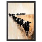 Wagyu Pride - Poster featuring a line of black cattle in a minimalist style across a beige background.