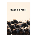 Wagyu Spirit - Poster featuring a group of Wagyu cattle against a soft beige background.