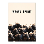 Wagyu Spirit - Poster featuring a group of Wagyu cattle against a soft beige background.