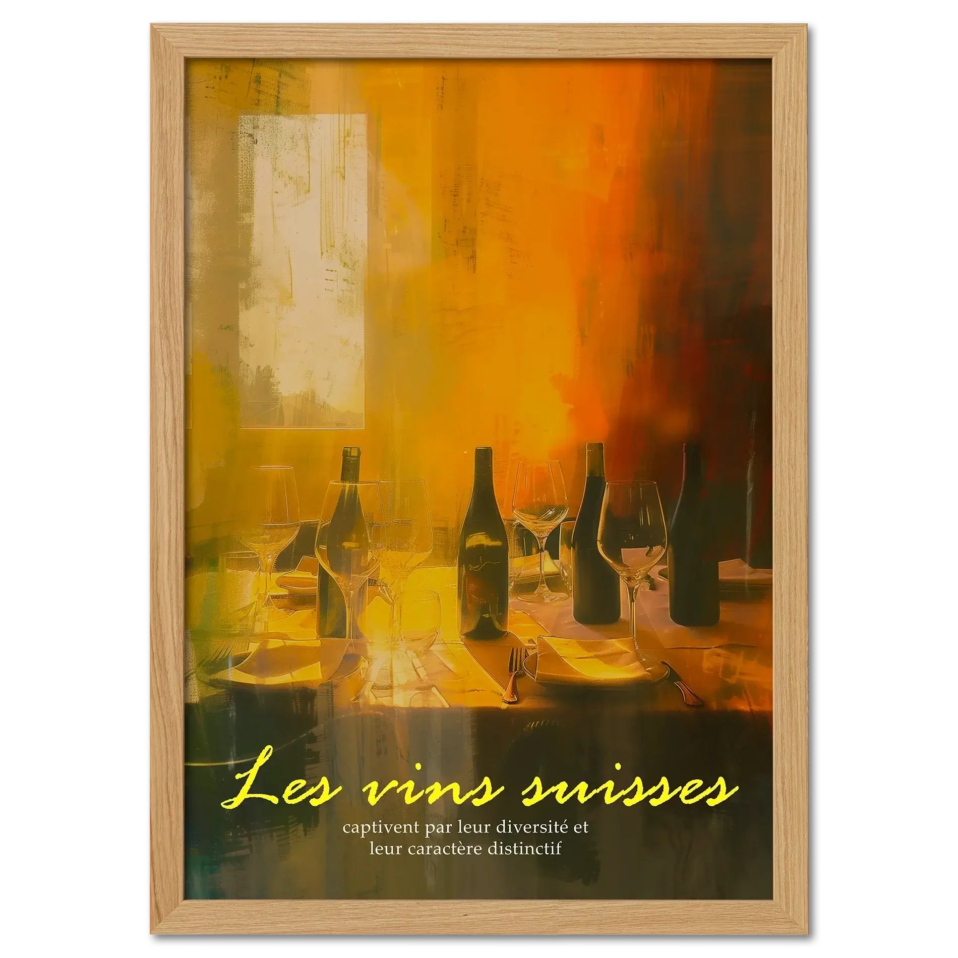 Wine evening - Poster showcasing silhouettes of wine bottles and glasses in a warm, cozy atmosphere.