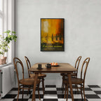 Wine evening - Poster in a cozy dining room, featuring warm colors and wine bottles, perfect for wall art on Alu-Dibond.
