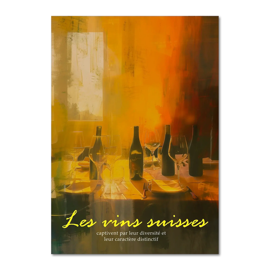 Wine evening - Poster featuring elegant silhouettes of wine bottles and glasses with a warm, inviting palette.