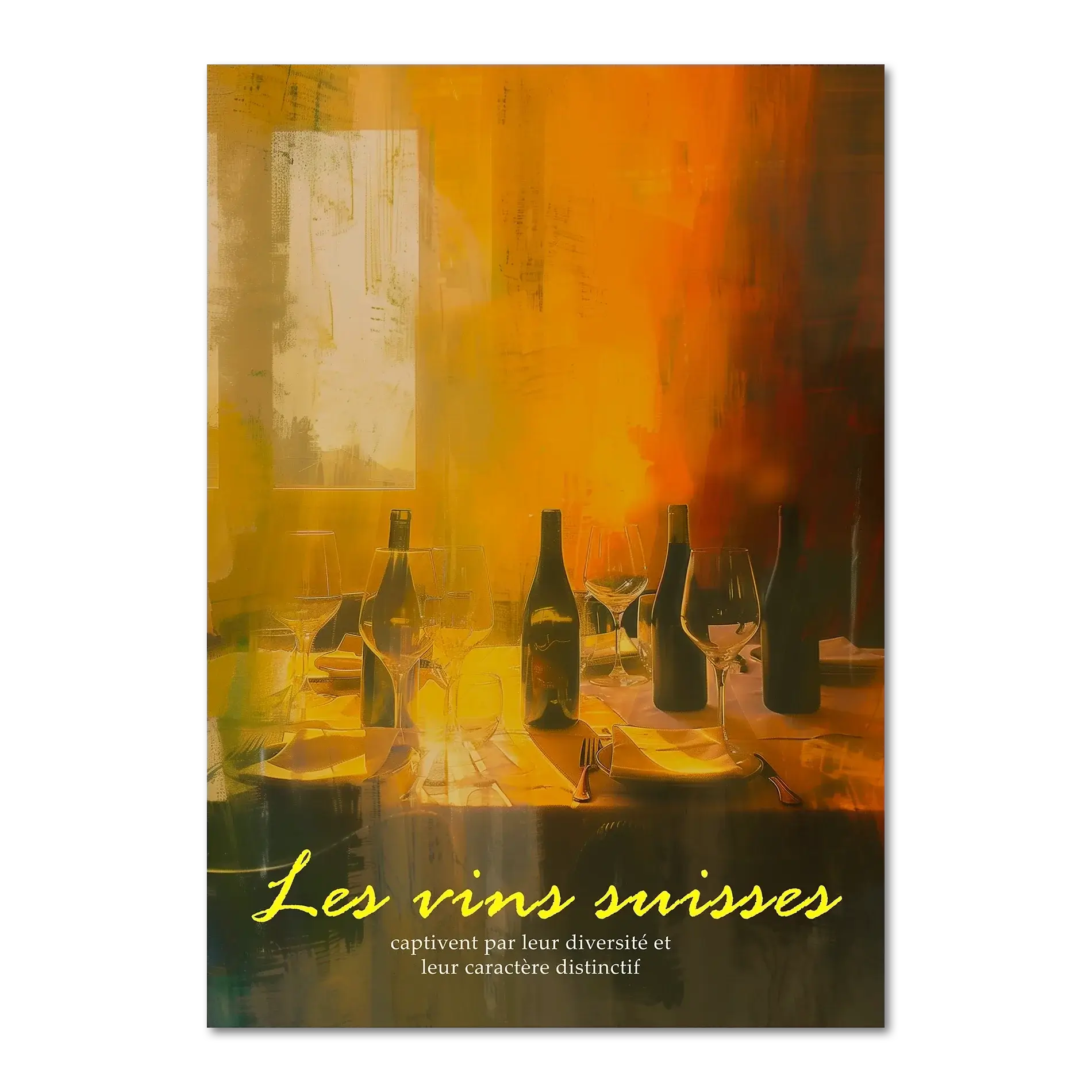 Wine evening - Poster featuring elegant silhouettes of wine bottles and glasses with a warm, inviting palette.