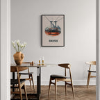 Winter Elegance of Davos - Poster displayed in a modern dining room featuring stylish furniture.