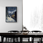 Winter Journey - Poster displaying a vintage steam train in a snowy Verbier setting, perfect wall art for cozy living spaces.