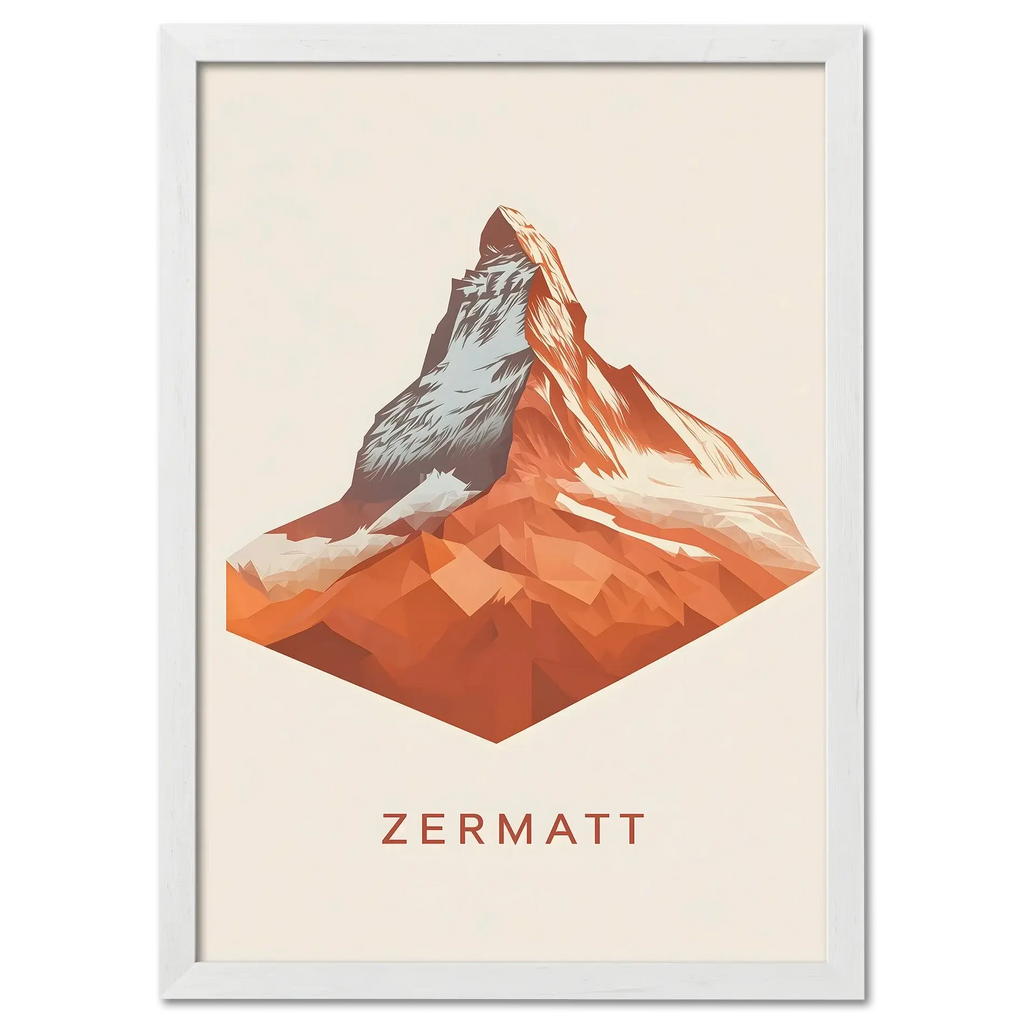 Zermatt – The Iconic Matterhorn - Poster featuring a geometric representation of the Matterhorn mountain.
