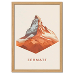 Zermatt – The Iconic Matterhorn - Poster featuring a modern geometric depiction of the Matterhorn mountain.