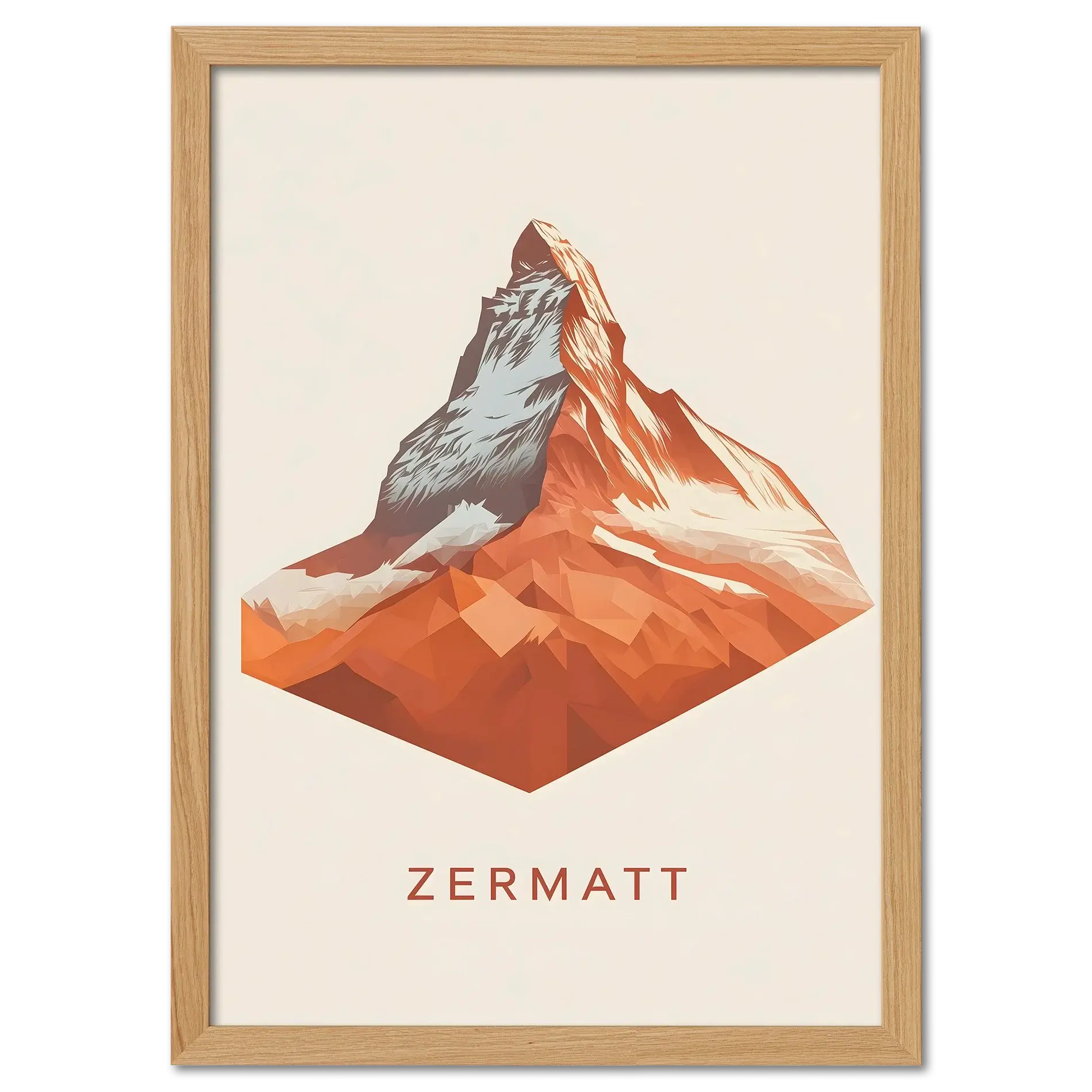 Zermatt – The Iconic Matterhorn - Poster featuring a modern geometric depiction of the Matterhorn mountain.
