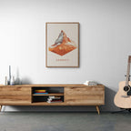 Zermatt – The Iconic Matterhorn - Poster displayed in a modern living room with natural wood furniture.