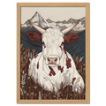 Zermatt’s Mountain Muse - Poster showcasing a serene alpine cow in a wildflower meadow with the Matterhorn in the background.