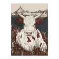 Zermatt’s Mountain Muse - Poster featuring a serene alpine cow in a wildflower meadow with the Matterhorn in the background.
