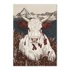 Zermatt’s Mountain Muse - Poster featuring a serene alpine cow in a wildflower meadow with the Matterhorn in the background.