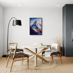 Zermatt’s Trail of Light - Poster framed in a cozy dining area with mountain decor and natural lighting.