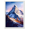 Zermatt’s Trail of Light - Poster depicting hikers ascending a snow-covered trail with the Matterhorn at sunrise.