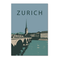 Zurich city - Poster featuring a graphic-style depiction of Zurich's skyline and St. Peter's Church.