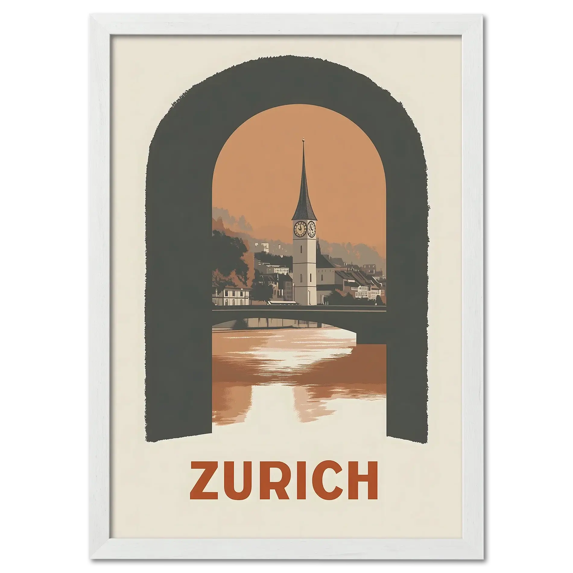 Zurich – A Window to the City - Poster showcasing St. Peter’s Church framed by an arch.