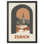 Zurich – A Window to the City - Poster featuring St. Peter’s Church in a bold window-shaped design.
